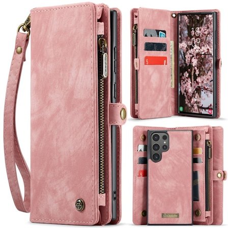 CaseMe Multi-Slot 2 i 1 Plånboksfodral Galaxy S25 Ultra Rosa