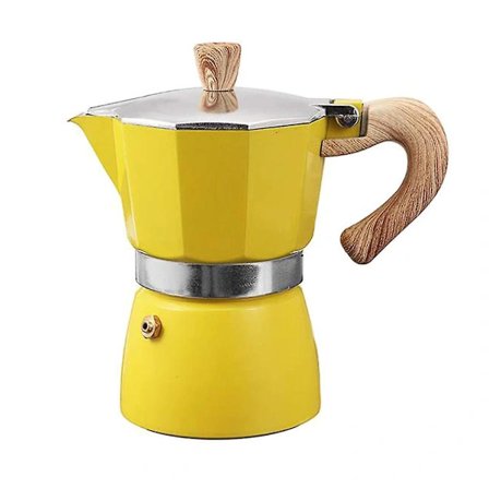 Espresso kaffemaskine i italiensk stil af aluminium, Perkolator, Kogeplade, Kande Gul 300ML