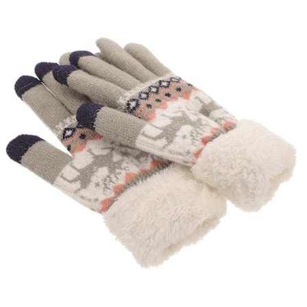 Dame Termiske Handsker Jule Jacquard Fuld Finger 1 Par
