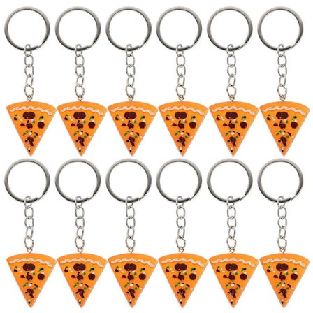 12 st Simuleringsmat Nyckelringar Pizza Harts Hängen Väska Nyckelringar Nyckelkedjor för Flickor Pojkar (Orange)