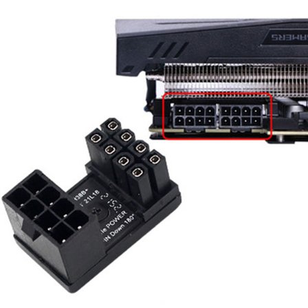ATX 8-pin 6-pin hunn til 8-pin 6-pin hann 180-graders vinklet adapter for stasjonære datamaskiner