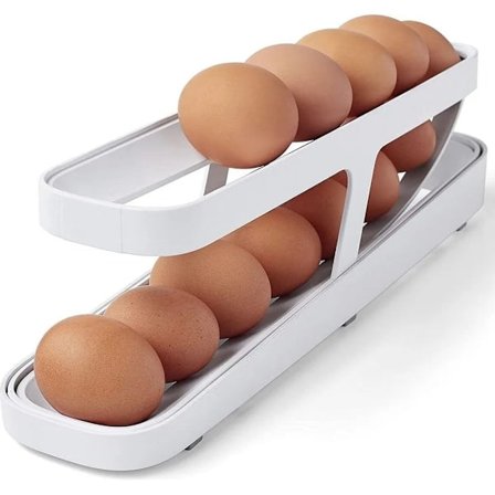 Eggerull, Eggstativ, Eggdispenser for kjøleskap, Eggstativ for kjøleskap, 2-lags eggbrett, Eggdispenserorganisator, Eggbrett