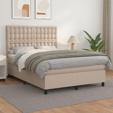 Maison Exclusive - Sängbotten med latexmadrass Cappuccino 140x190 cm