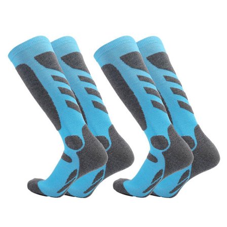 Skistrømper 2 par, knæhøje varme termiske sokker til havblå KLB