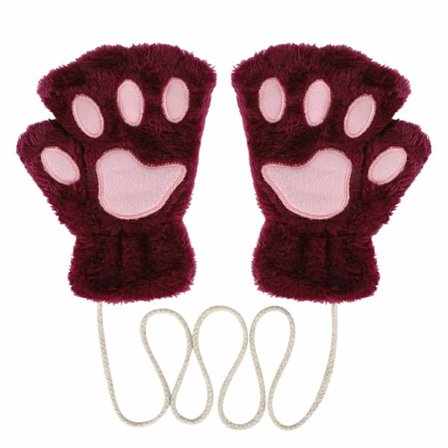Sjove bjørnekløer handsker til børn og kvinder, dyrekløer handsker til piger, vinterhåndvarmere med snor, søde kattekløer kostume julehåndpynt