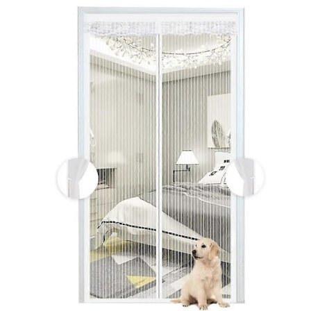 Valkoinen magneettinen hyttysverkko, verho, ovi täysin sulkeutuvalla mekanismilla, itsestään sulkeutuva parvekkeelle, helppo asennus, 70x210 cm