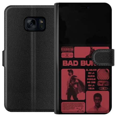 Kompatibel Tegnebogsetui til Samsung Galaxy S7 Bad Bunny NFL-inspireret skjoldlogo med amerikansk fodbold og stjerner