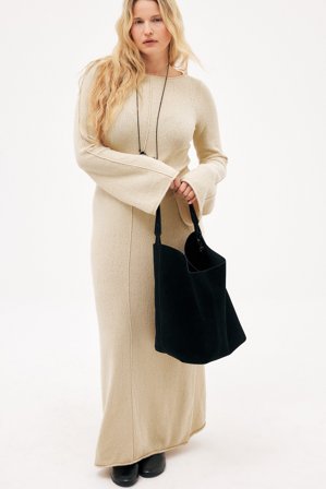 NA-KD Fein gestricktes Maxikleid - Weihnachtskleider - Beige - L