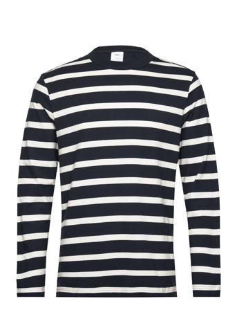 Striped Long Sleeves T-Shirt T-shirts Long-sleeved Marineblå Mango*Betinget Tilbud
