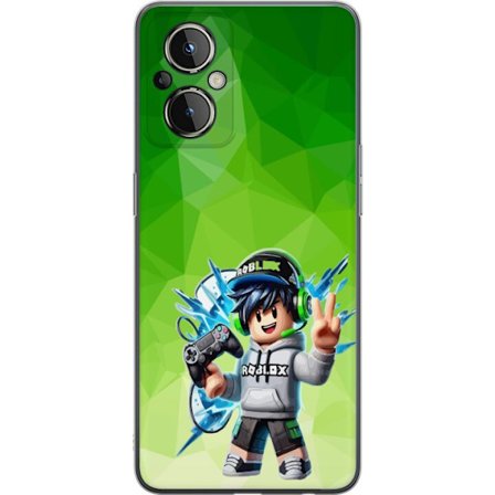 Kompatibelt Mobildeksel til OnePlus Nord N20 5G Roblox-inspirert gamerfigur med headset, håndkontroll og energiske effekter mot grønn bakgrunn