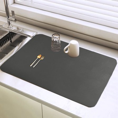 Oppvaskmatte, 40×30 cm Superabsorberende kjøkkenmatte, absorberende oppvaskmatte, kaffemaskinmatte mørkegrå