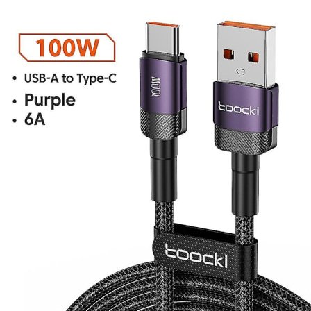 Toocki Usb Type C -kaapeli, pikalataus Usb C -laturijohto For For Iphone 14 13 12 11 Huawei P40 P30 Realme Oppo Oneplus Ty(2m,USB A to C Violetti)