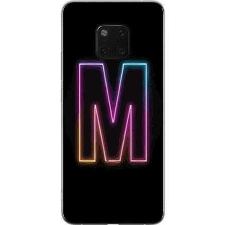 Yhteensopiva Puhelinkuori Huawei Huawei Mate 20 Pro Neonkirjain M värinvaihtuva valotehoste mustaa taustaa vasten, moderni minimalistinen typografia