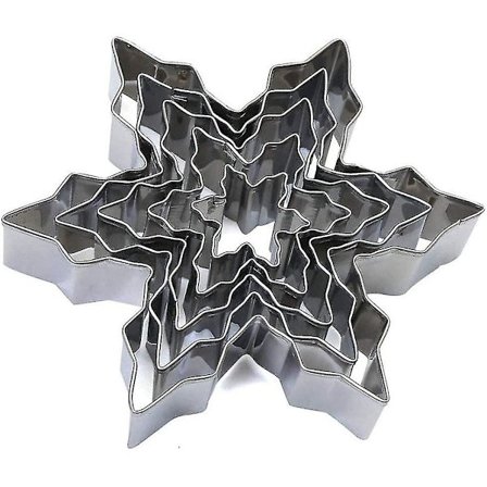 5 stk Snøflak Kakeformer Stålform For Kjøkken Baking Kake Sjokolade Cookies