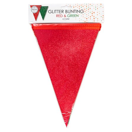 Glitrende Vimpelgirlander Rød & Grønn Stor