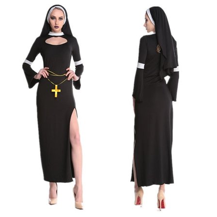 Halloween Kvindelig Præst Cosplay Kostume Kryds Præst Kostume Nonne Cosplay Munk Kostume Spil Kostume