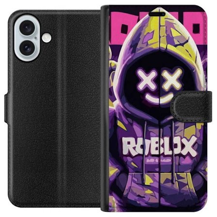 Yhteensopiva Lompakkokotelo Apple Apple iPhone 16 Plus Värikäs Roblox-inspiroima hupparihahmo neoneilla ja maskilla, digitaalinen peli-illustraatio