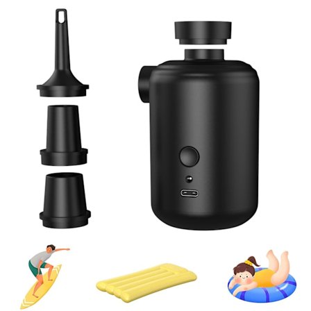 Elektrisk Luftpumpe, Oppladbar Luftpumpe 3600mAh Inflator/Deflator med 3 Dyser for Madrass, Bærbar Luftpumpe for Madrass, Campingpute, Vann