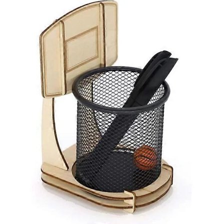 Kreativ pennholder for penn, håndlaget trekurv for basketball