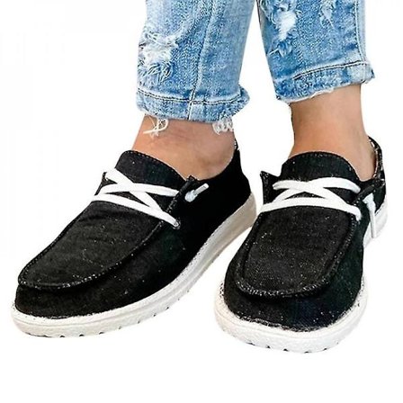 Damesko Pumps Ballerina Bådsko Slip On Casual Loafers AMS-Perfet Sort 37_MGF