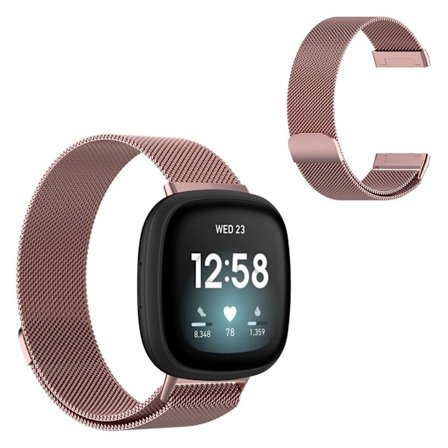 Fitbit Versa 3 rostfritt stål klockarmband - rosa / Storlek: S