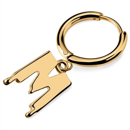 Fahrenheit | Stalowy topiący się kolczyk z literą M dla mężczyzn - Kolczyki kółeczka z zawieszką