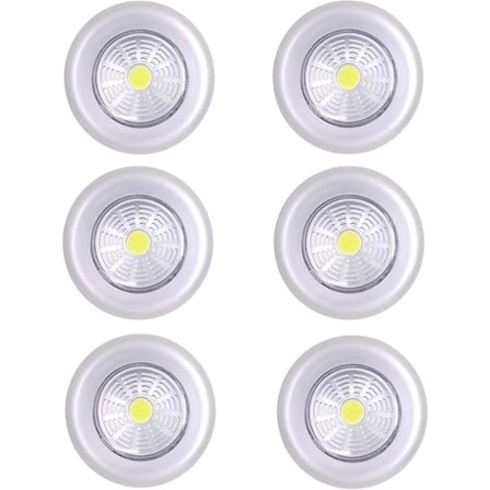 LED Selvklebende Lys Batteri Skaplys LED Batteri Selvklebende Lys For Kjøkken Skap LED Batteridrevet 6 Stk (sølv)