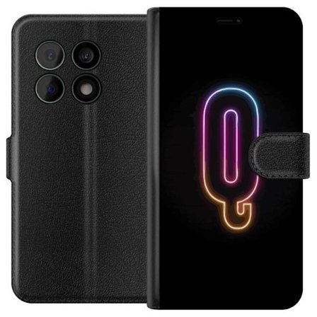 Kompatibelt Plånboksfodral till OnePlus OnePlus 10 Pro Minimalistisk neonbokstav Q i lysande färger mot mörk bakgrund
