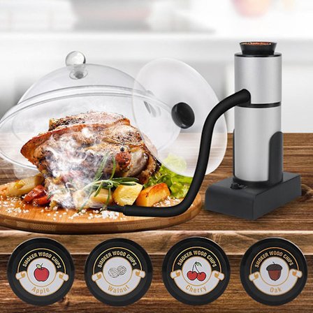 Smoking Gun Cocktail Rygekit med Træflis, Kuppel & Koplåg, Bærbar Indendørs Rygeinfuser til Madlavning, Cocktails