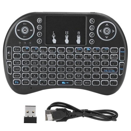 Mini RGB Sju Färger Bakgrundsbelyst Flymouse 2.4G Litet Trådlöst Tangentbord med Touchpad