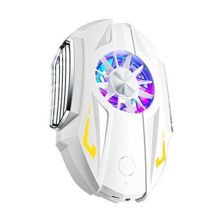 IC Mobiltelefonkjøler, mobiltelefonvifte med LED-lys, egnet for 4-6,5 tommers mobiltelefoner hvit