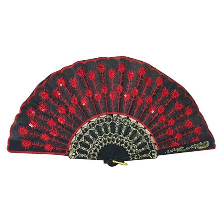 Fashionabla paljetter Fan Handgjorda Dans Hand Fans För Performance Scen Show (röd) Red none