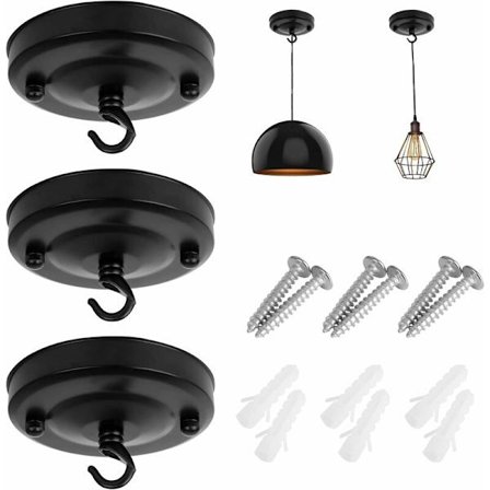 Loft Rose Krog, 3 stk. Loftlysekroner Plade til Lysekroner/Blomsterkurv, Vintage Lysekrone Loftplade med Matchende Skruer / Loft Rose Krog 