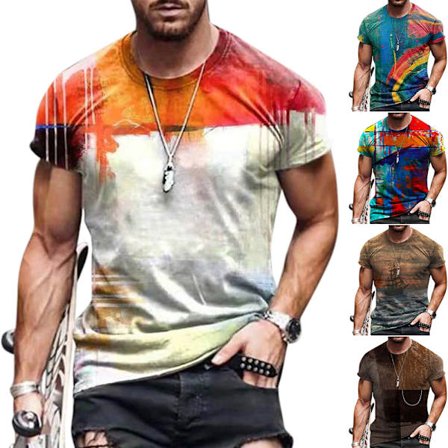 Herr abstrakt print kortärmad - sommar casual skjorta - Mäns