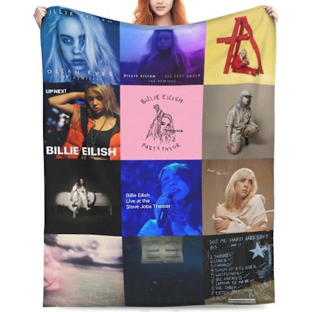 Billie Tæppe Kast Aircondition Tæppe Eilish Merch Album Covers Gave Blødt Varmt til Seng Sofa Hjemmeindretning (Album Co-KDE46783