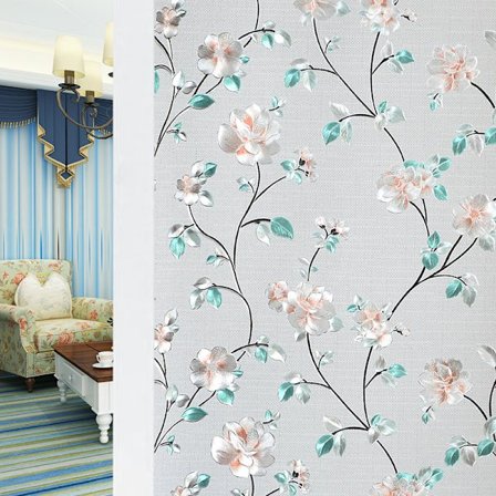 Staattinen ikkunakalvo kotiin, jasmiinikukkakuvio (45x100cm)