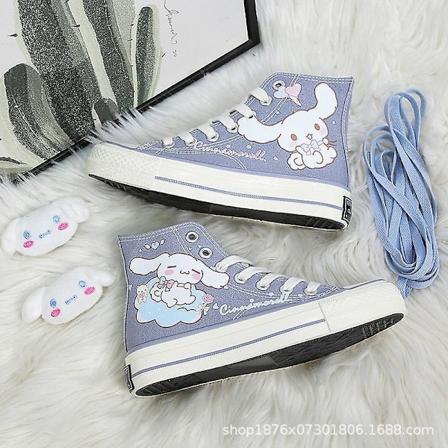 Kawaii Cinnamoroll Sanrioed Sko Tegneserie Søte Lerretskjørt Høy Topp Lerretskjørt Jenter Bursdagsgave - Perfet 39 39 A