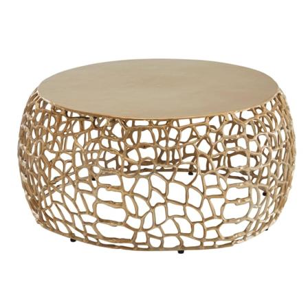 Rootz sofabord metal guld 66x66x30 cm sofabord aluminium rundt - Design stuebord med grenstruktur - Lille sofabord Moderne - Sidebord sidebord stue