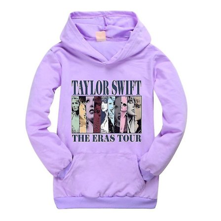 Pop Taylor Swift The Eras Tour Hoodie Flickor Pojkar Hooded Sweatshirt Pullover Toppar 9-14 År Barn Teenagere - WELLNGS Lilla