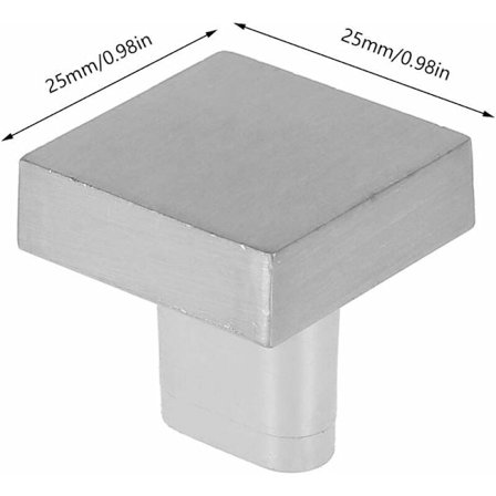 Set med 10 silver dörrknoppar i massivt mässing, fyrkantiga skåpknoppar i vintage-stil, handtag för köksskåp med skruvar för skåp, garderober och 