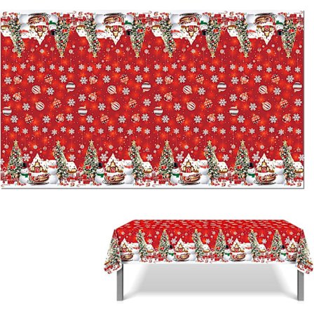 Lett å rengjøre juleduk rød, snøfnuggdekorasjoner