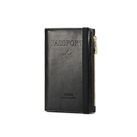 Slim RFID-blokerende paspung - multifunktionel rejsearrangør Black
