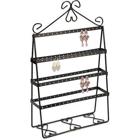 Förvaringsdisplayställ Smyckeshållare Metallörhängeshållare Retro Smyckeshållare Damrum Dekoration, Längd 20,5 cm * Bottenbredd 7 cm * 32 cm