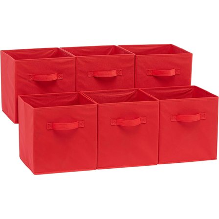 Vikbara Förvaringskuber, 6-pack, Röd, 26,6 x 26,6 x 27,9 cm