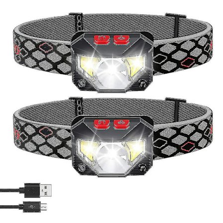 2-pack laddningsbar lampa, rörelsesensorlampa blixt, LED med rött, 6 lägen S för camping