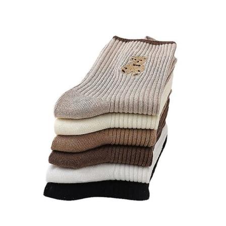 3 par mid-tube for kvinner søt koreansk versjon vår og høst sommer fløyelssokker høst og vinter bamse bomullssokker-3 par, en størrelse Mixed 3 pairs 