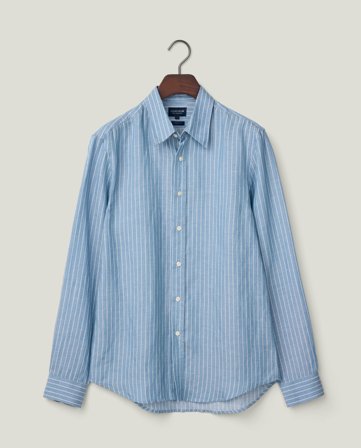 Lexington Klassisch gestreiftes Hemd aus Hanf, blau