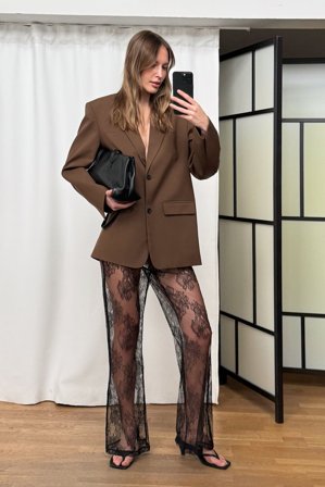 NA-KD durchsichtige Spitzenhose - Hosen - Schwarz - S