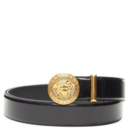 Versace Pre-owned, Pre-owned Leather belts Zwart, Dames, Maat:ONE Size