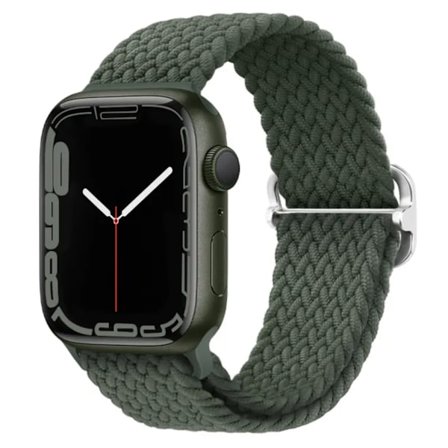Elastiskt Vävd Armband till Apple Watch 42mm/44mm/45mm/46mm/49mm - Mörkgrön